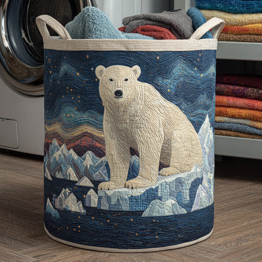 Starry Polar Bear Quilted Laundry Basket NCU0HNH519