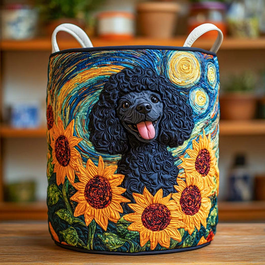 Starry Poodle Garden Quilted Laundry Basket NCU0NXD654