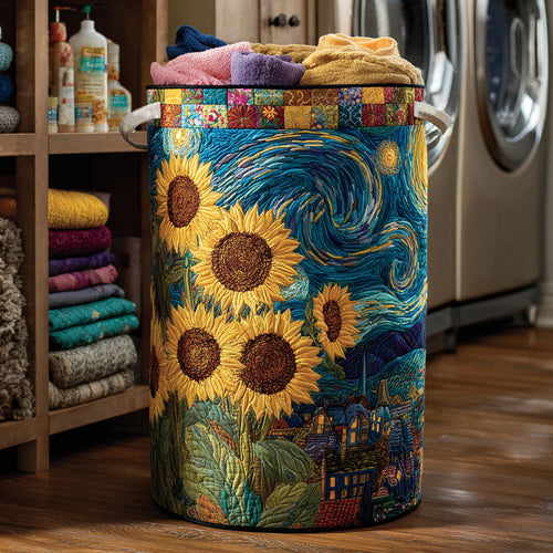 Starry Sunflower Quilted Laundry Basket NCU0NTV036