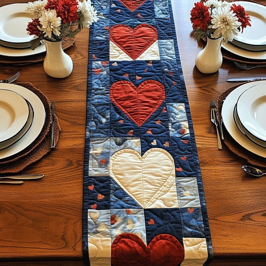 Stars and Hearts Quilted Table Runner NCU0PTT601