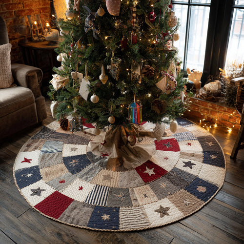 Stars and Timber Christmas Quilted Tree Skirt NCU0DV1390