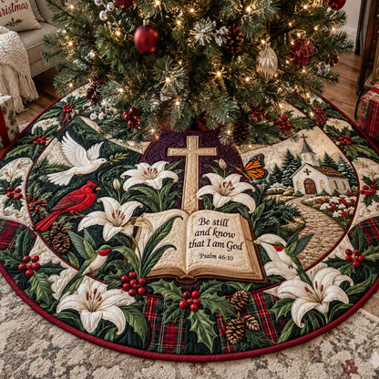 Stillness In His Presence Christmas Quilted Tree Skirt NCU0PTT3519