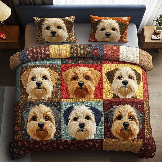 Stitched Pup 3-Piece Quilted Bedding Set NCU0DV471