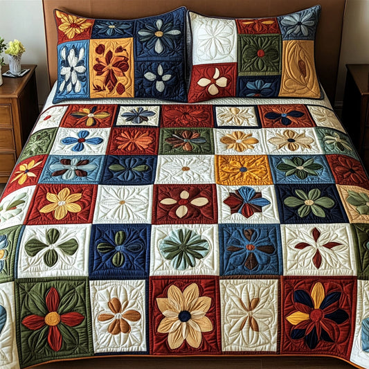 Stitched Squares 3-Piece Quilted Bedding Set NCU0PTT573