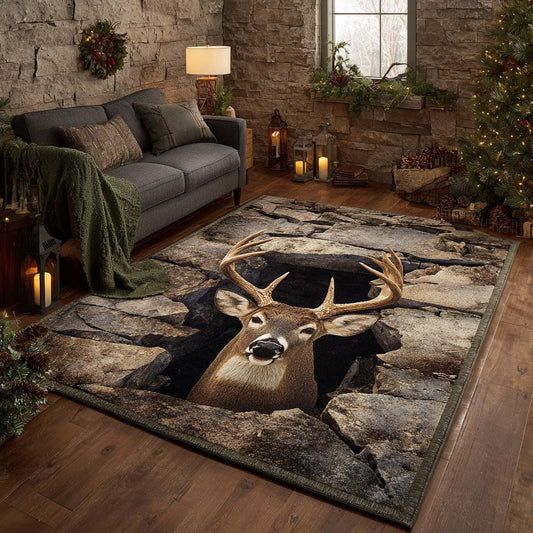 Stone Hollow Deer Area Rug NCU0NXD888