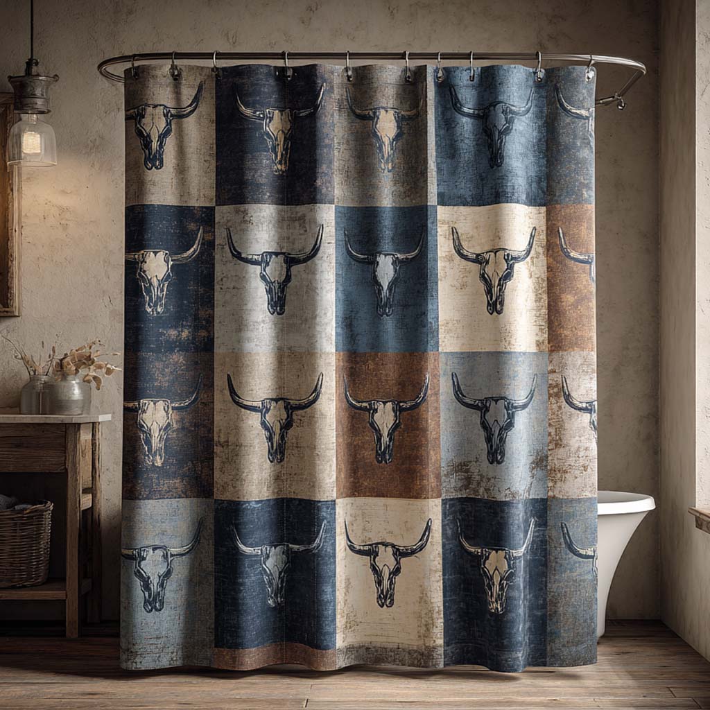 Stone Longhorn Shower Curtain NCU0NXD1430