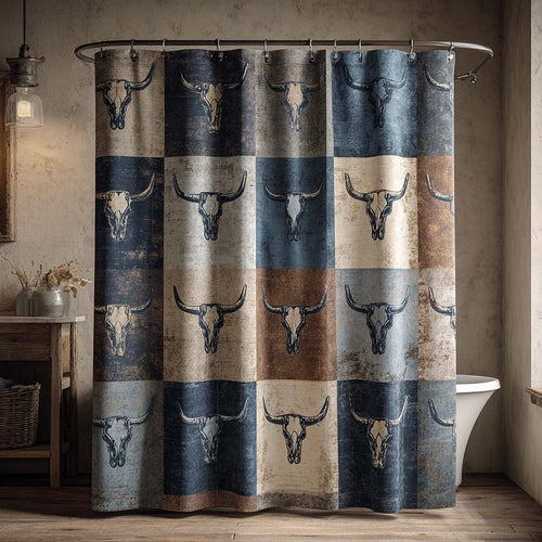Stone Longhorn Shower Curtain NCU0NXD1430