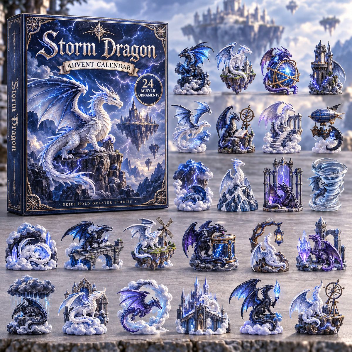 CHRISTMAS KICKOFF 40% OFF - Storm Dragon Advent Calendar 2026 - 24-Day Festive Countdown, Acrylic Charms Blind Box - Gift For Dragon Lovers AC0TV020