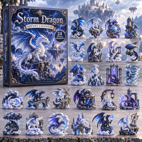 CHRISTMAS KICKOFF 40% OFF - Storm Dragon Advent Calendar 2026 - 24-Day Festive Countdown, Acrylic Charms Blind Box - Gift For Dragon Lovers AC0TV020