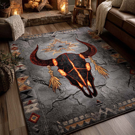 Storm Ridge Buffalo Skull Area Rug NCU0NXD1210