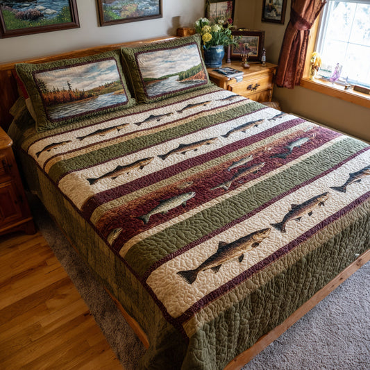 Striped Angler Lodge Quilted Blanket NCU0LDH832