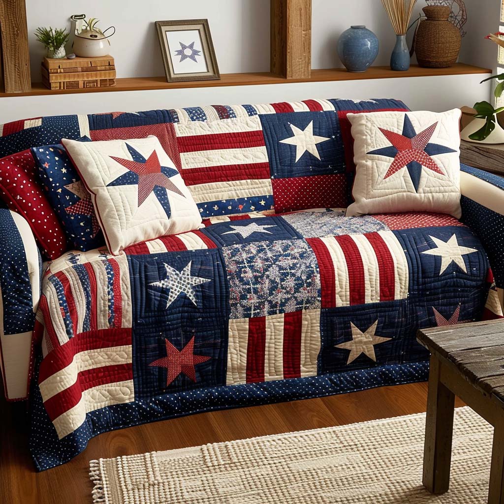 Striped Glory Quilted Sofa Cover NCU0DQQ0449