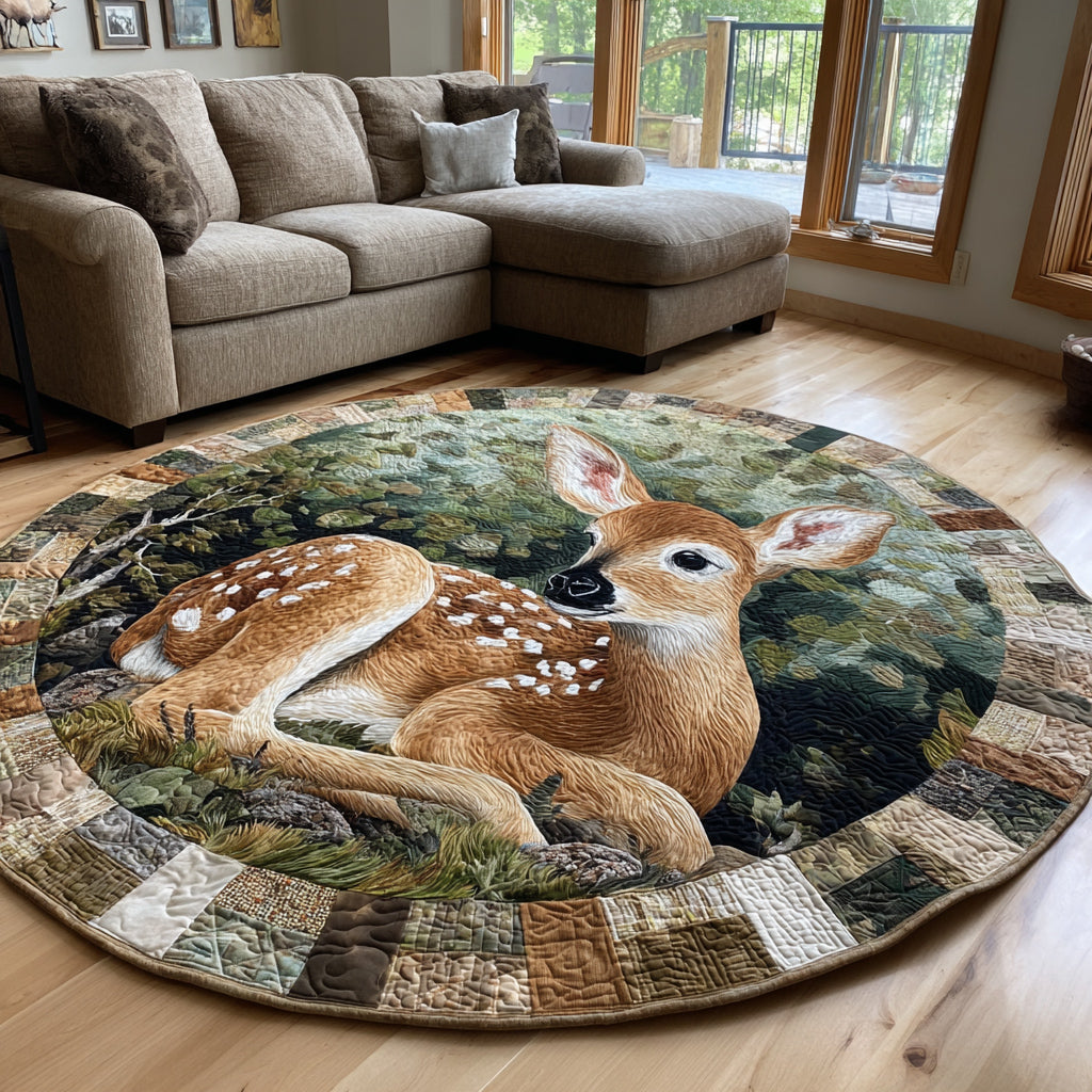 Stump Fawn Quilted Round Mat NCU0HNH336