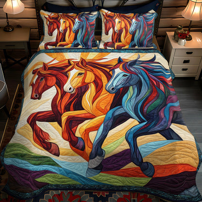 Stunning Horse Equestrian 3-Piece Quilted Bedding Set NCU0PD585