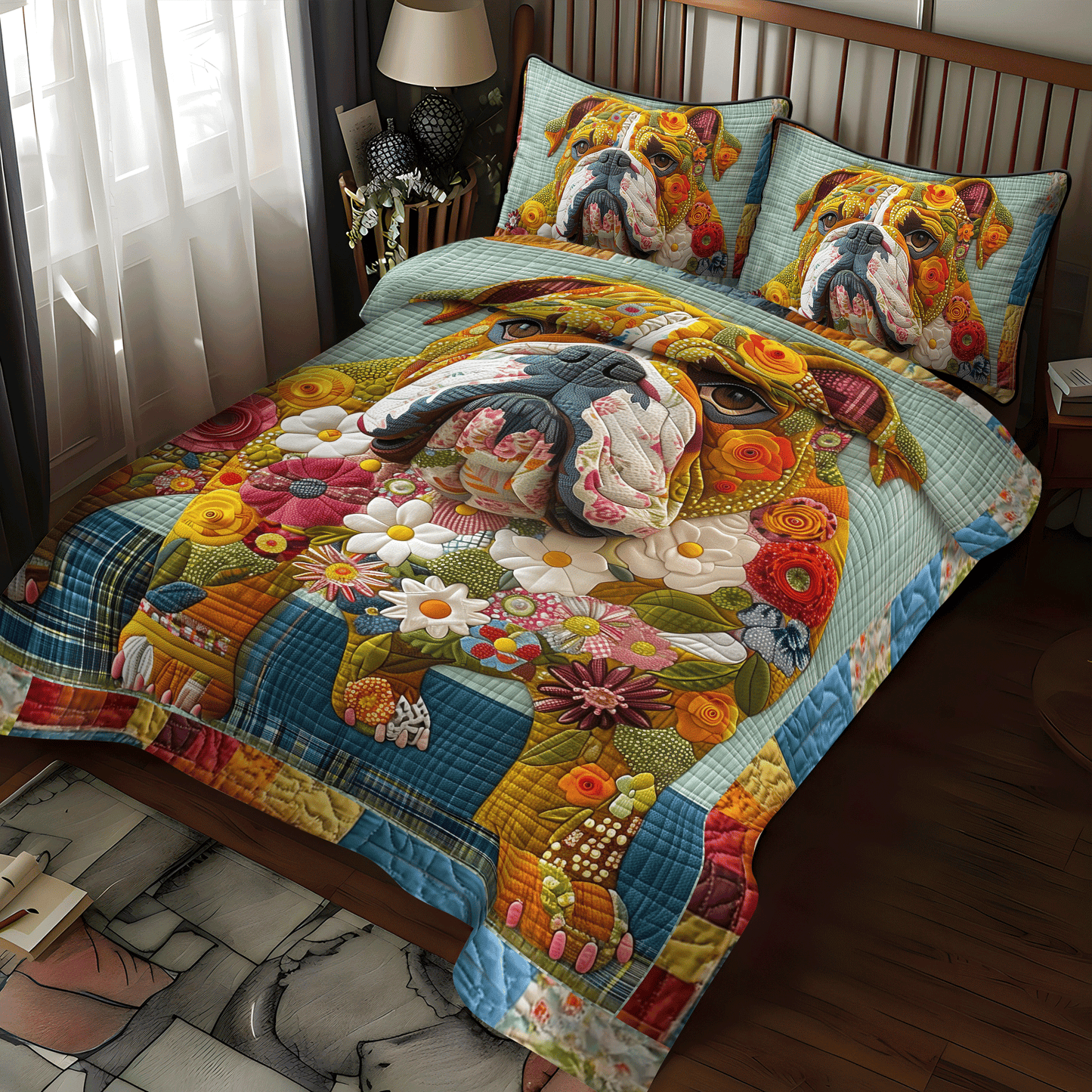 Sturdy Bulldog Strenght Quilted Bedding Set NCU0DV1678