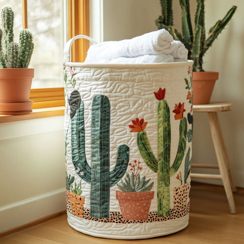Succulent Symphony Quilted Laundry Basket NCU0PTT1087