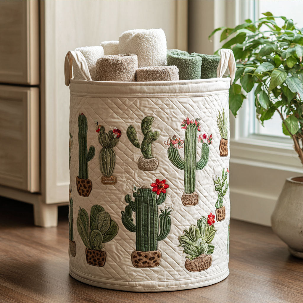 Succulent Vibes Quilted Laundry Basket NCU0PTT1088