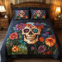Sugar Skull Delight 3-Piece Quilted Bedding Set NCU0TL1932