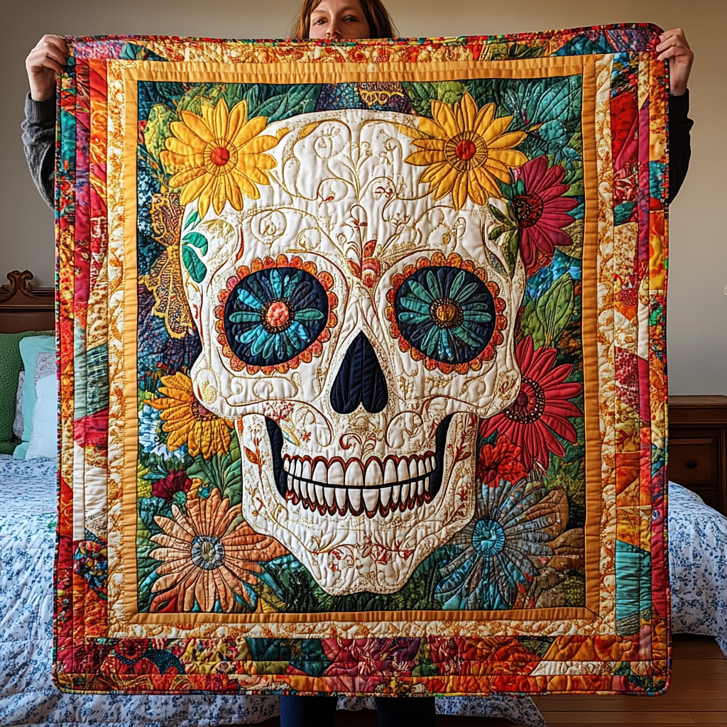 Sugar Skull Delight Quilted Blanket NCU0TL1943