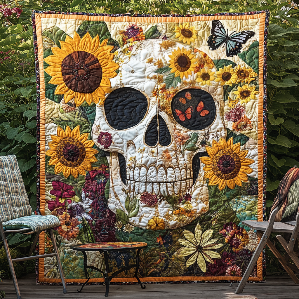 Sugar Skull Fantasy Quilted Blanket NCU0TL1901