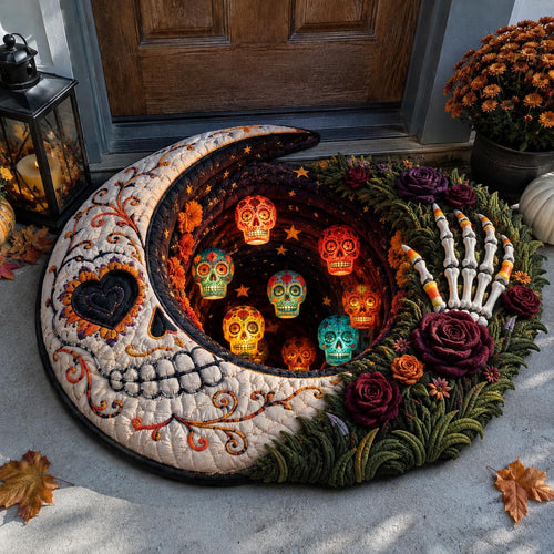 Sugar Skull Hollow Custom Shape Doormat NCU0DV2320