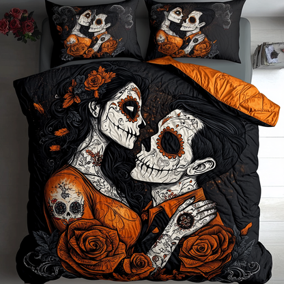 Sugar Skull Lovers 3-Piece Quilted Bedding Set NCU0TL2038
