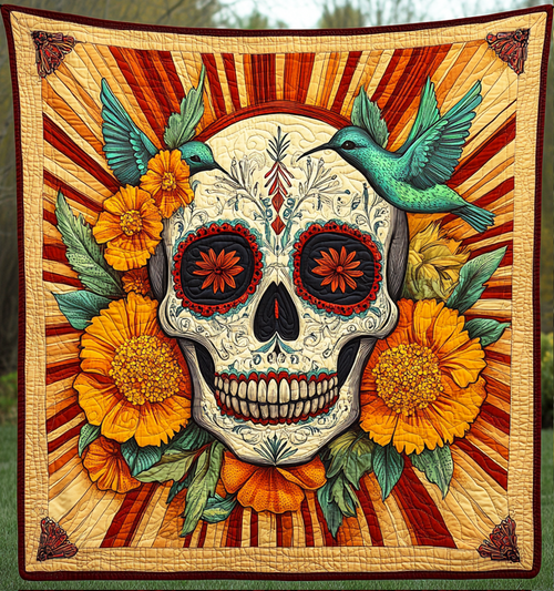 Sugar Skull Serenade Quilted Blanket NCU0VH342