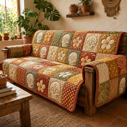 Sugar Skulls Quilted Sofa Cover NCU0PVL946