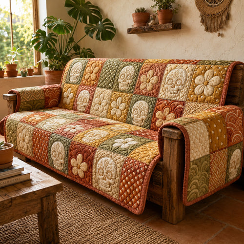 Sugar Skulls Quilted Sofa Cover NCU0PVL946