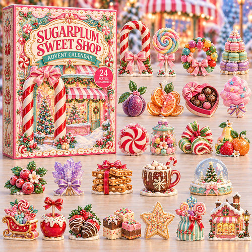 CHRISTMAS KICKOFF 40% OFF - Sugarplum Sweet Shop Advent Calendar 2026 - 24-Day Festive Countdown, Acrylic Charms Blind Box - Gift For Family and Friends AC0TD099