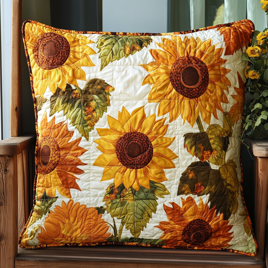 Blooming Sunflower Quilted Pillow Case NCU0TL1947