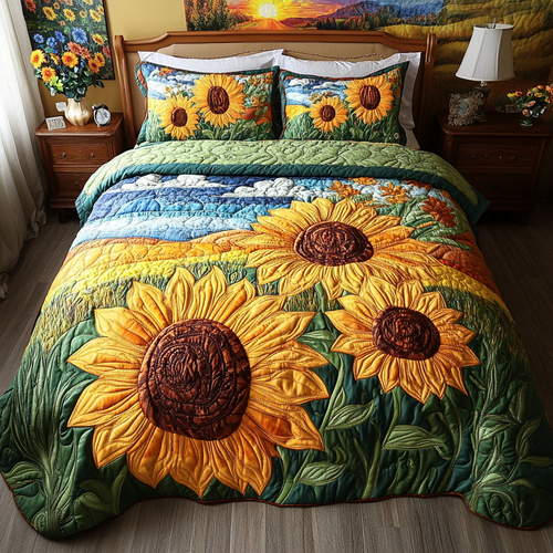 Summer Bloom 3-Piece Quilted Bedding Set NCU0NVH317