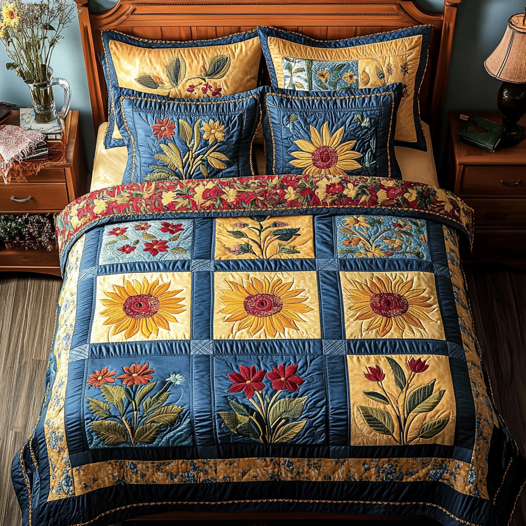 Summer Garden 3-Piece Quilted Bedding Set NCU0DDK478