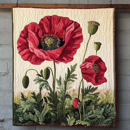 Summer Poppy Field Art Quilt Hanging NCU0NT857