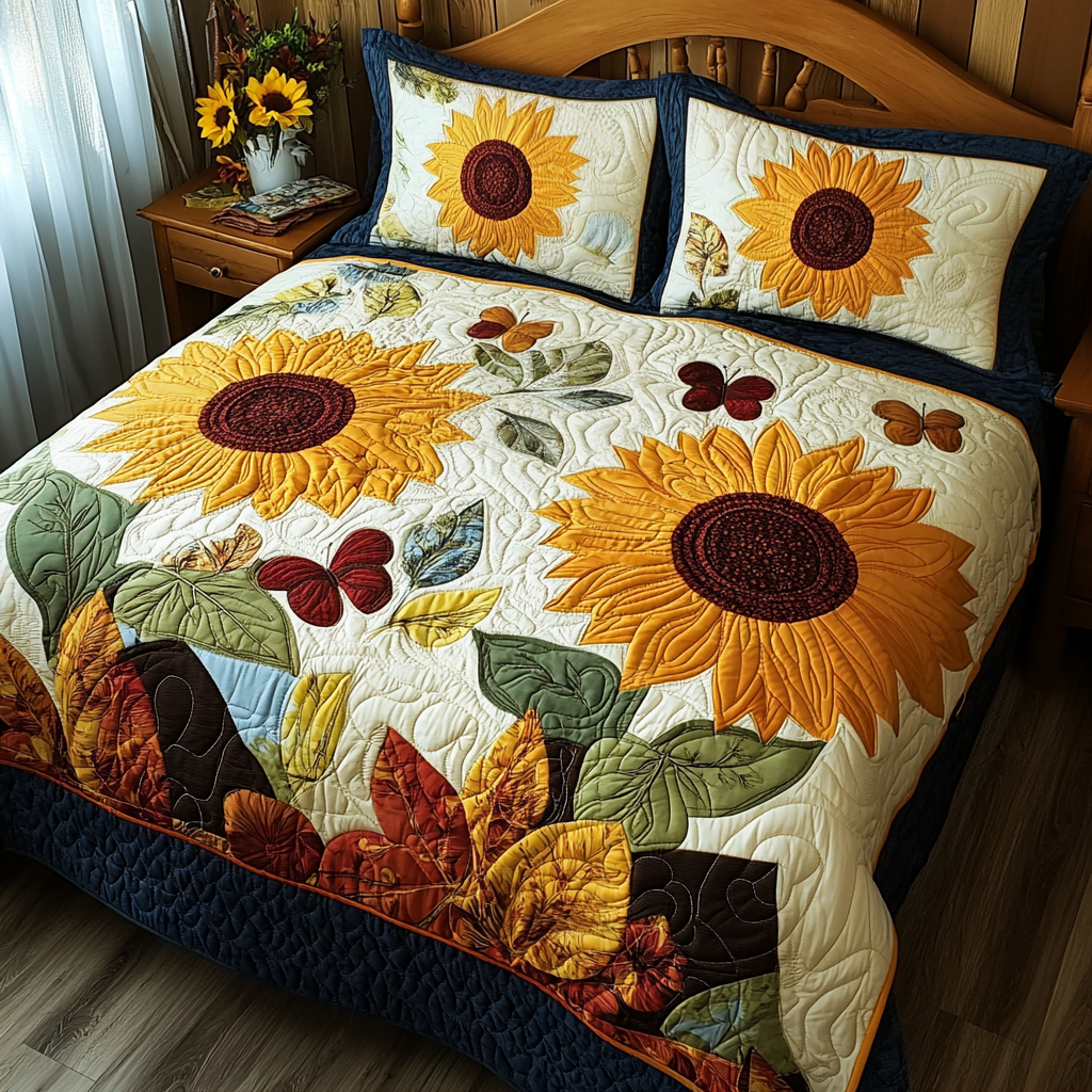 Sun-Kissed Garden 3-Piece Quilted Bedding Set NCU0TL1723