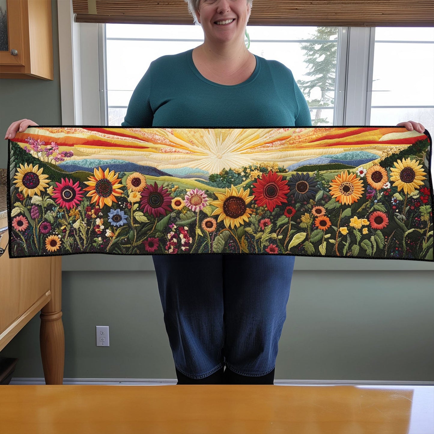 Sun-Kissed Petals Quilted Table Runner NCU0PTT236