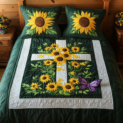 Sun Cross 3-Piece Quilted Bedding Set NCU0NNT231