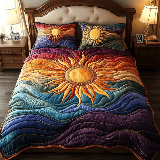 Sun Glow Aura 3-Piece Quilted Bedding Set NCU0TH2428