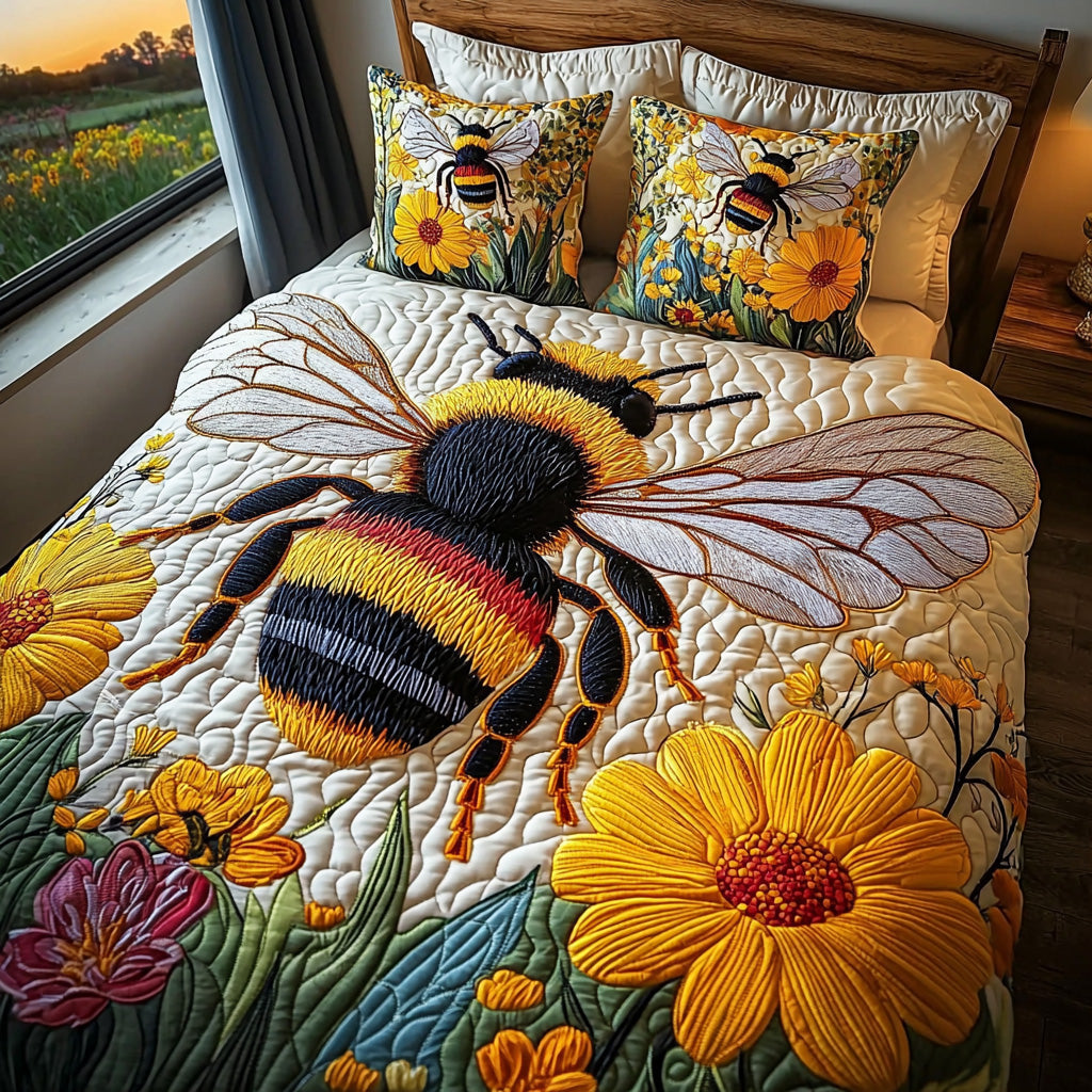 Sunbee Bloom 3-Piece Quilted Bedding Set NCU0DV542