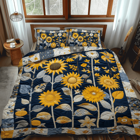 Sunburst Floral 3-Piece Quilted Bedding Set NCU0TH1004