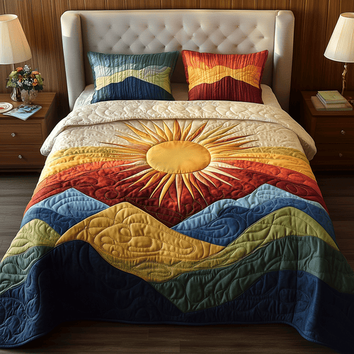 Sunburst Magic 3-Piece Quilted Bedding Set NCU0TH2422