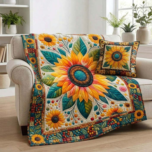 Sunburst Flower Quilted Blanket NCU0DQQ0810