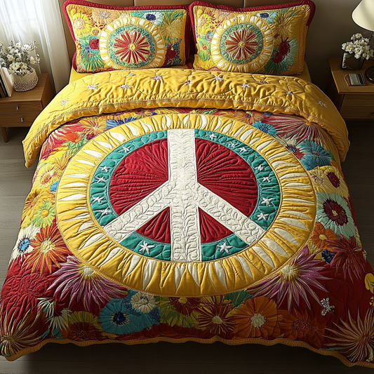 Sunburst Peace 3-Piece Quilted Bedding Set NCU0PVL350