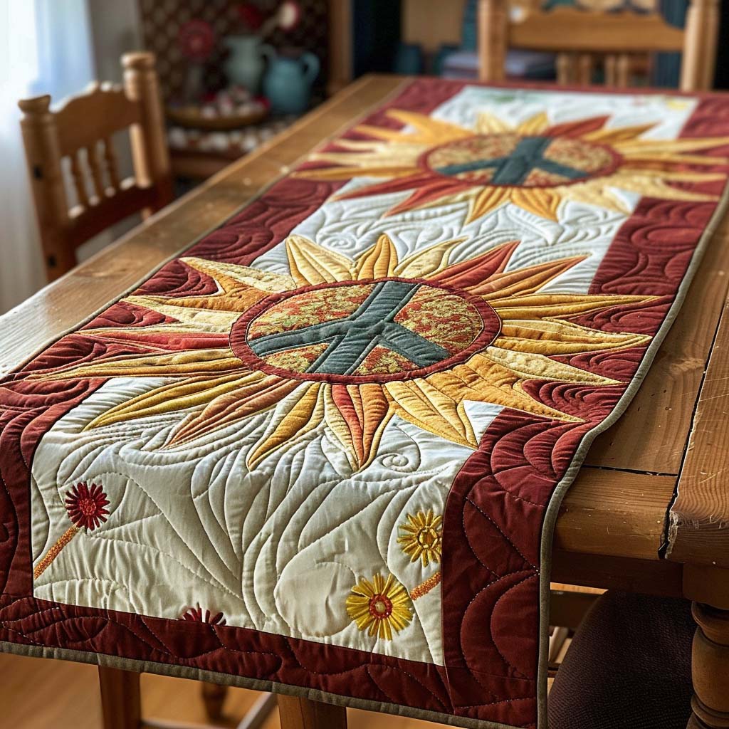Sunburst Peace Quilted Table Runner NCU0DQQ0168