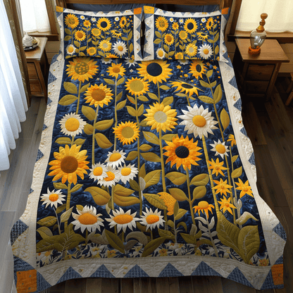 Sunflower Symphony 3-Piece Quilted Bedding Set NCU0TH1007