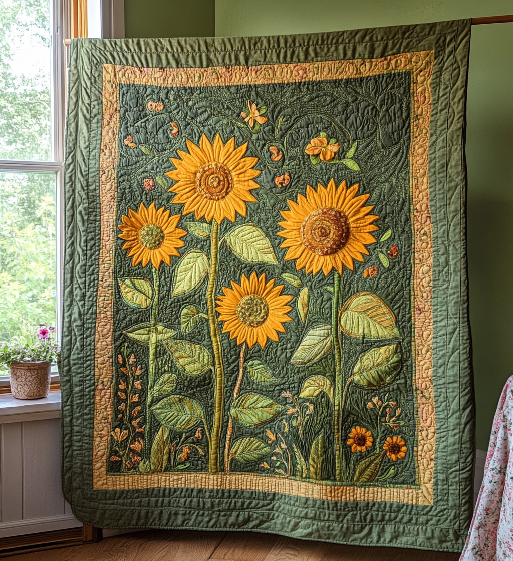 Sunflower Garden Quilted Blanket NCU0DV447