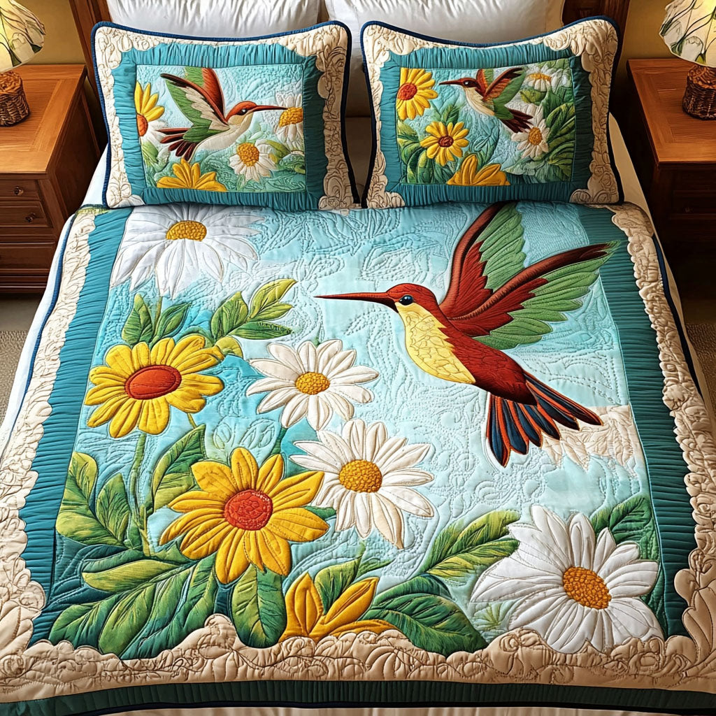 Sunflower Grace 3-Piece Quilted Bedding Set NCU0NNT258