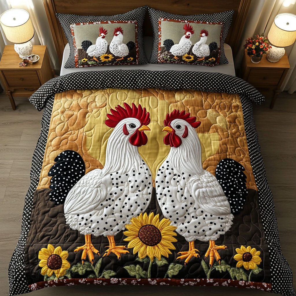 Sunflower Roosters 3-Piece Quilted Bedding Set NCU0NNT266