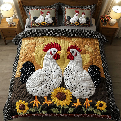 Sunflower Roosters 3-Piece Quilted Bedding Set NCU0NNT266