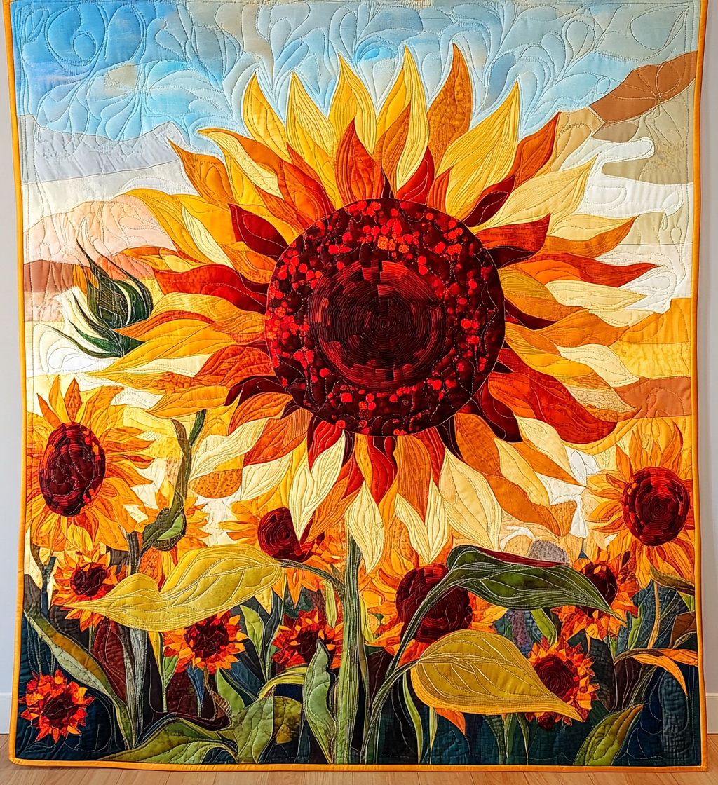 Sunflower Sunset Quilted Blanket NCU0DV448